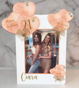 Orange Heart Balloons Deluxe Photo Card