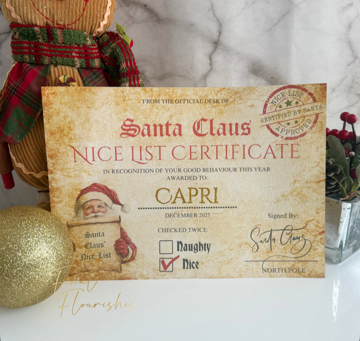 Christmas Nice List Certificate
