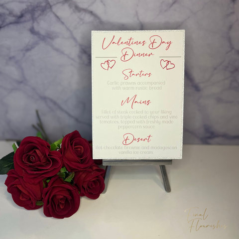 Valentines Day Dinner Menu