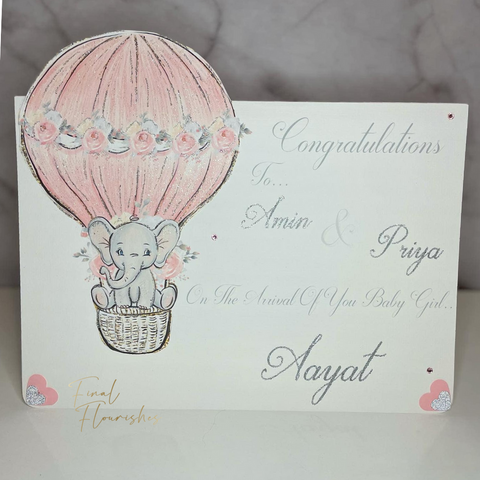 Pink Elephant Hot Air Balloon Pop Out