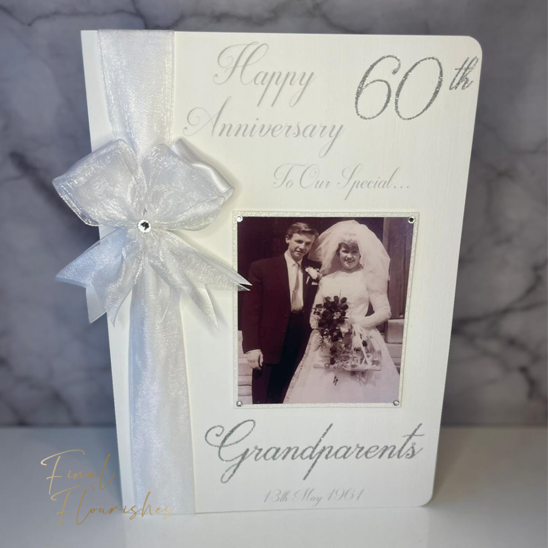White Wedding 60th Anniversary Photo Card