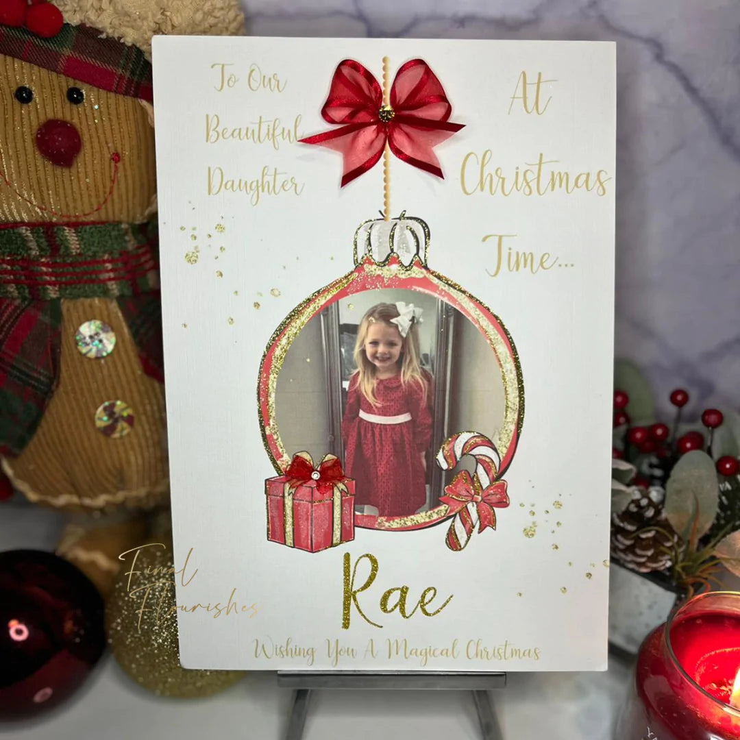 Red Bauble Photo Christmas Card